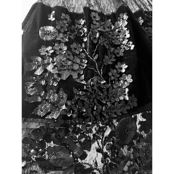 Amen Couture Black Leather Appliqué Sheer Mini Dress Sample Size 40 US 4 - Picture 13 of 16